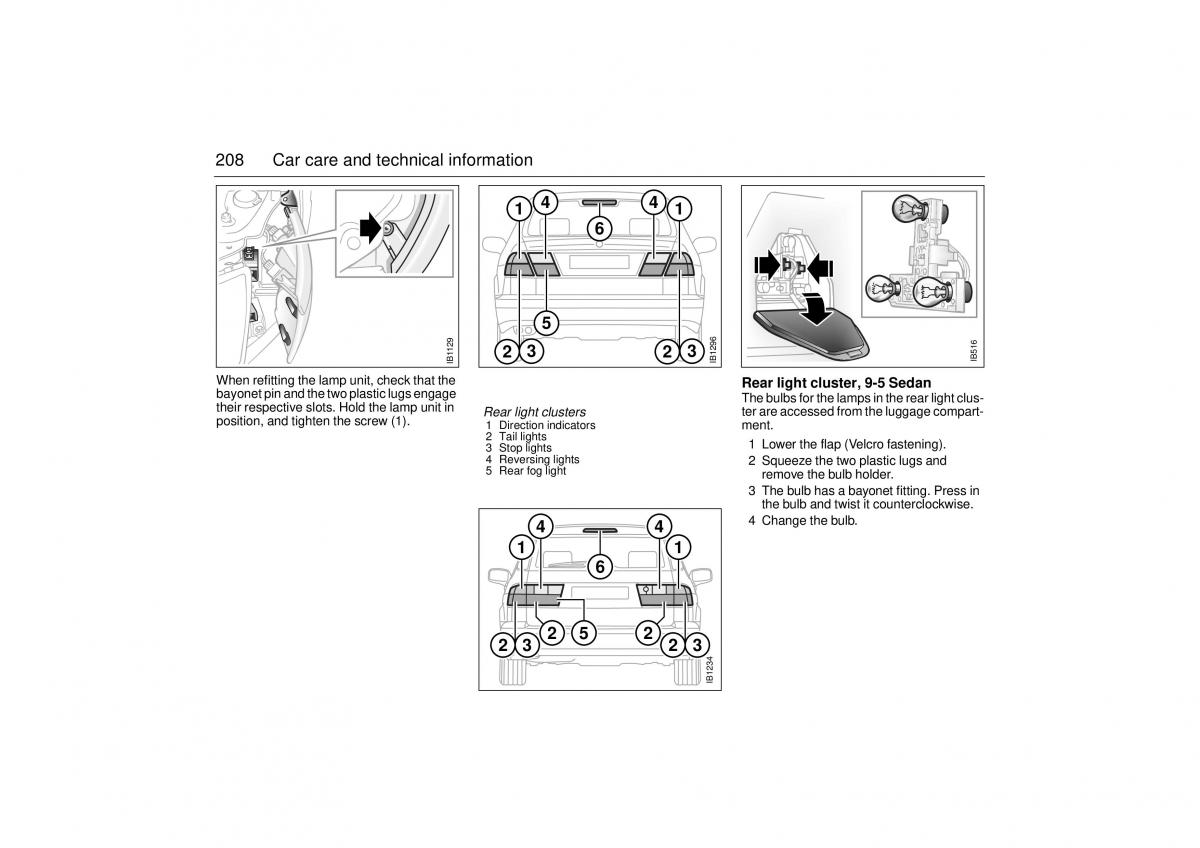 Saab 9 5 I 1 YS3E owners manual / page 208