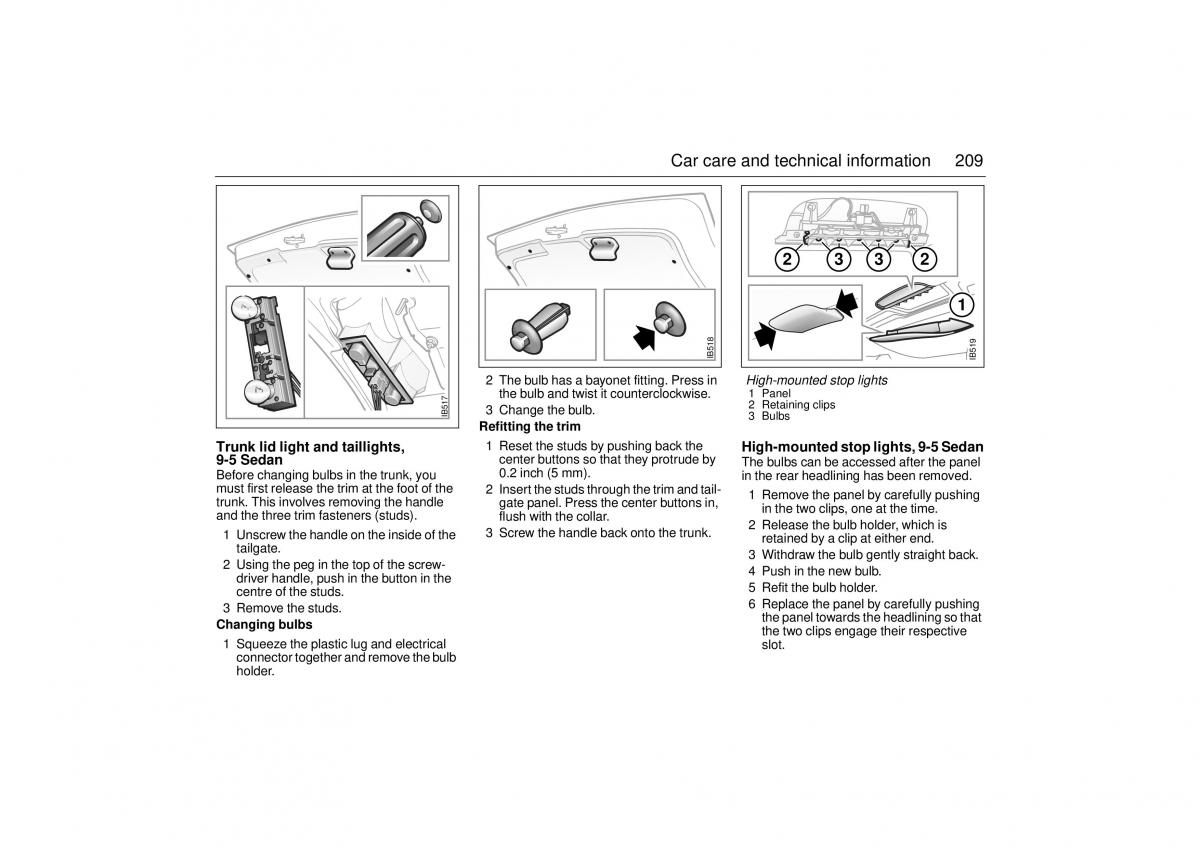 Saab 9 5 I 1 YS3E owners manual / page 209