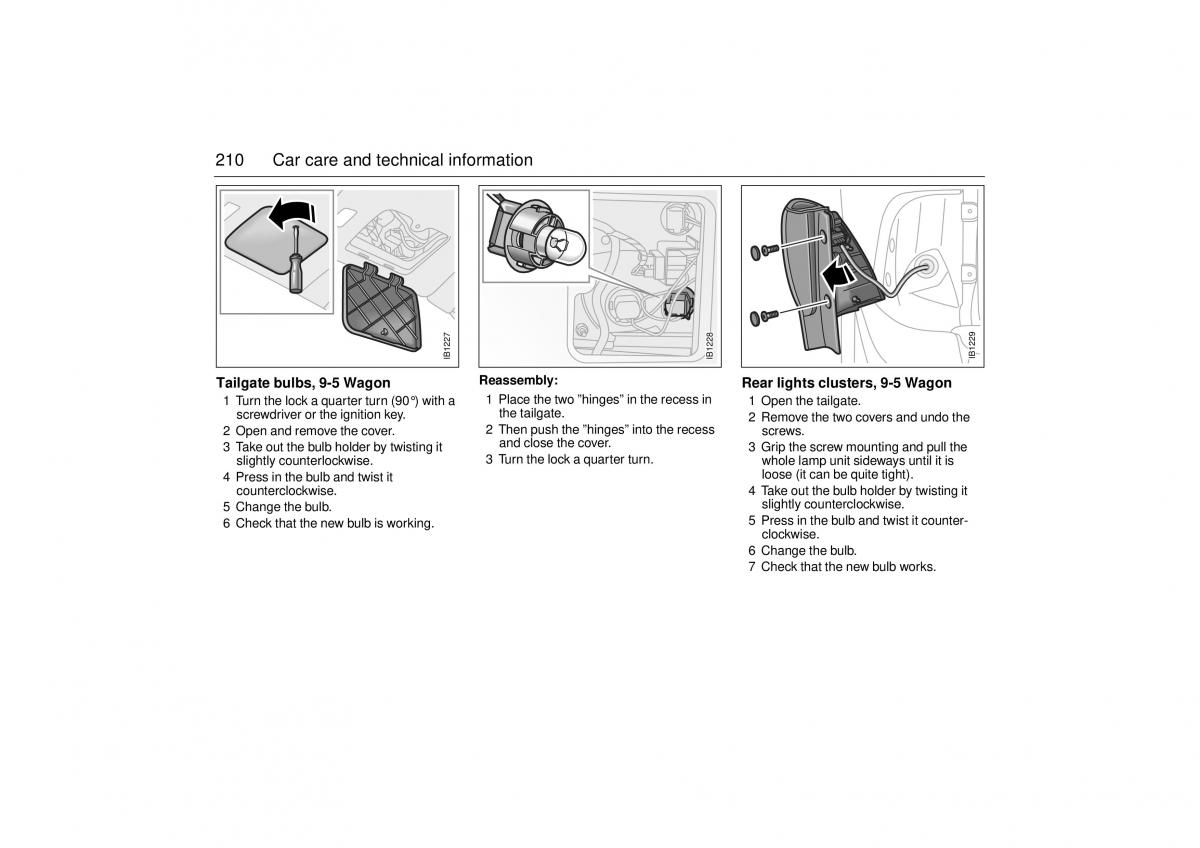 Saab 9 5 I 1 YS3E owners manual / page 210