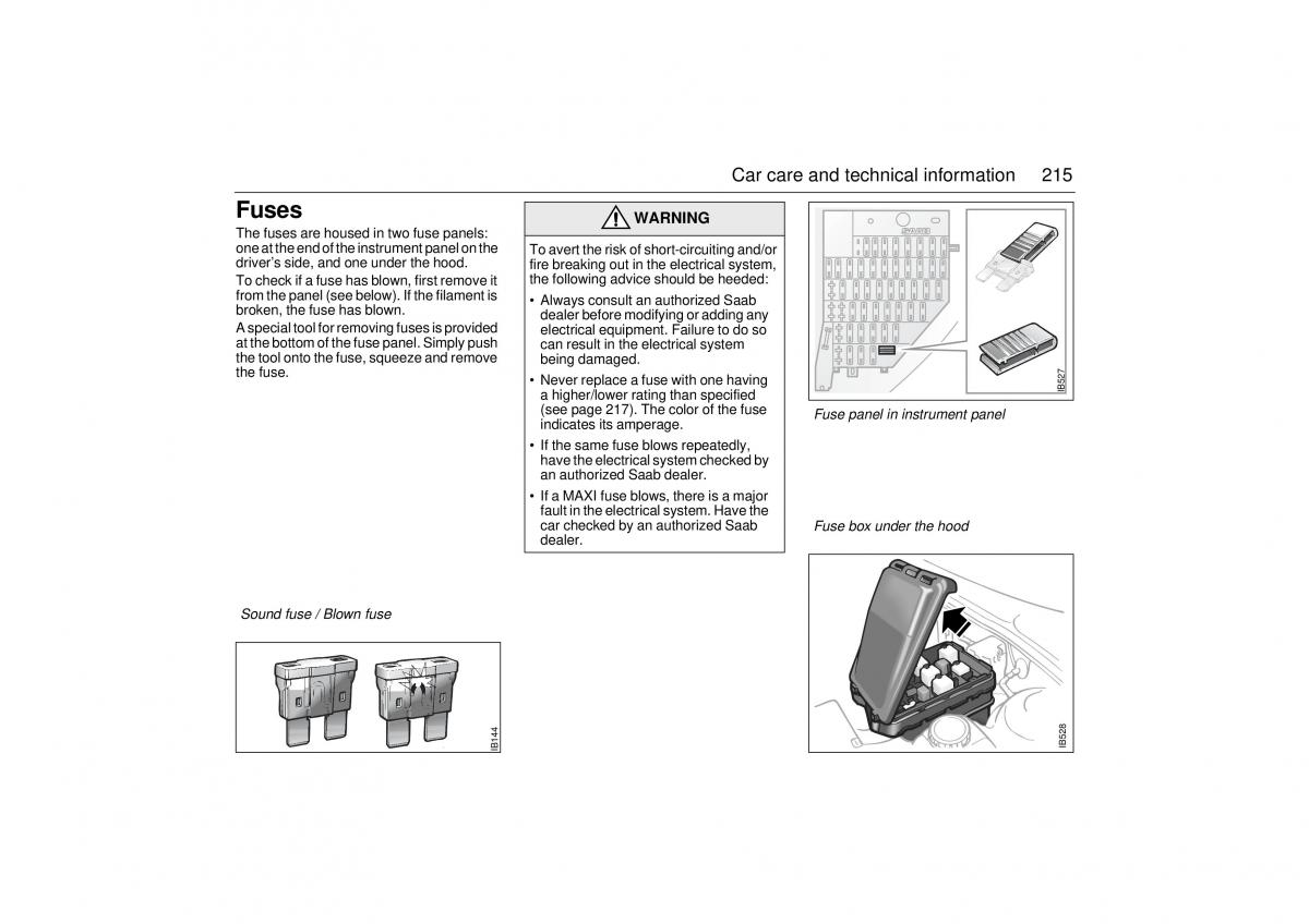 Saab 9 5 I 1 YS3E owners manual / page 215