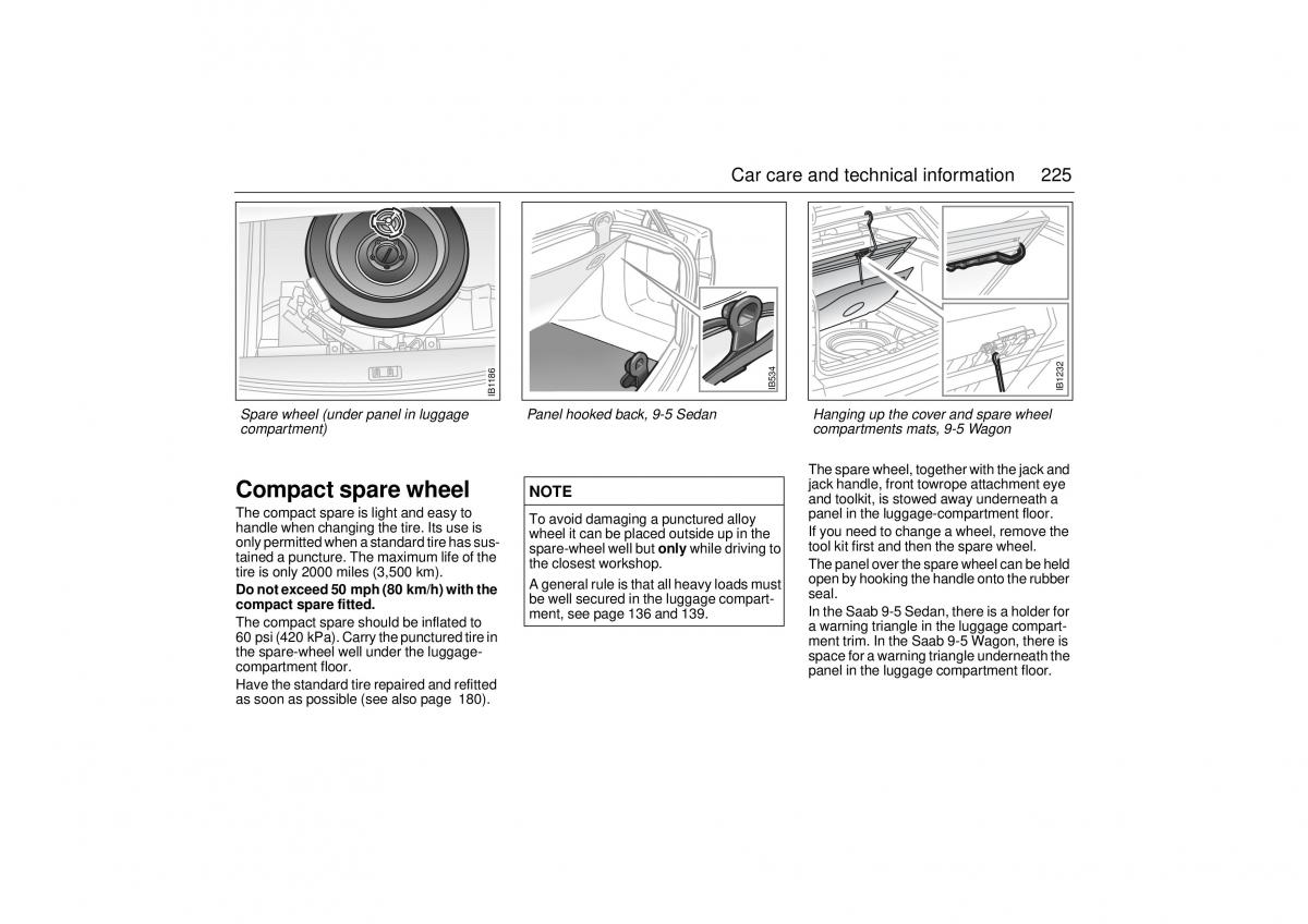 Saab 9 5 I 1 YS3E owners manual / page 225