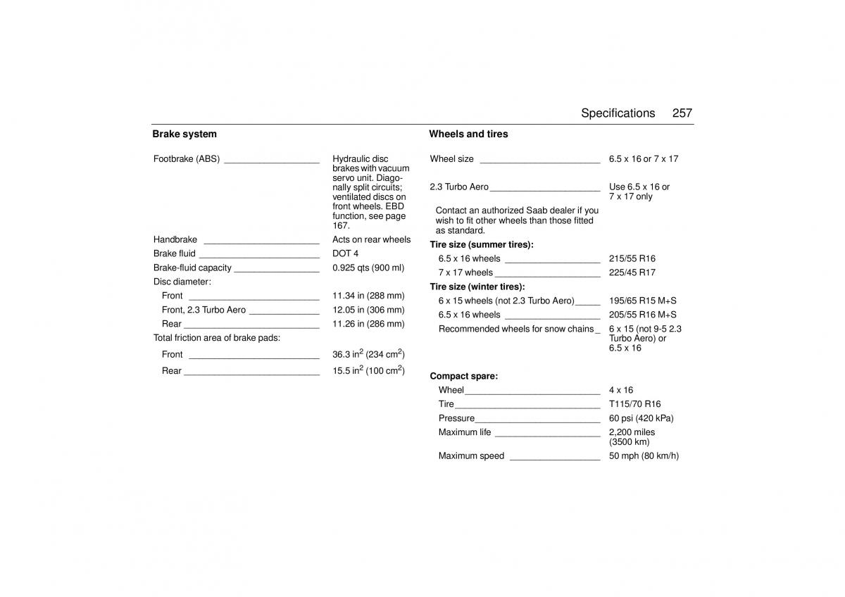 Saab 9 5 I 1 YS3E owners manual / page 257