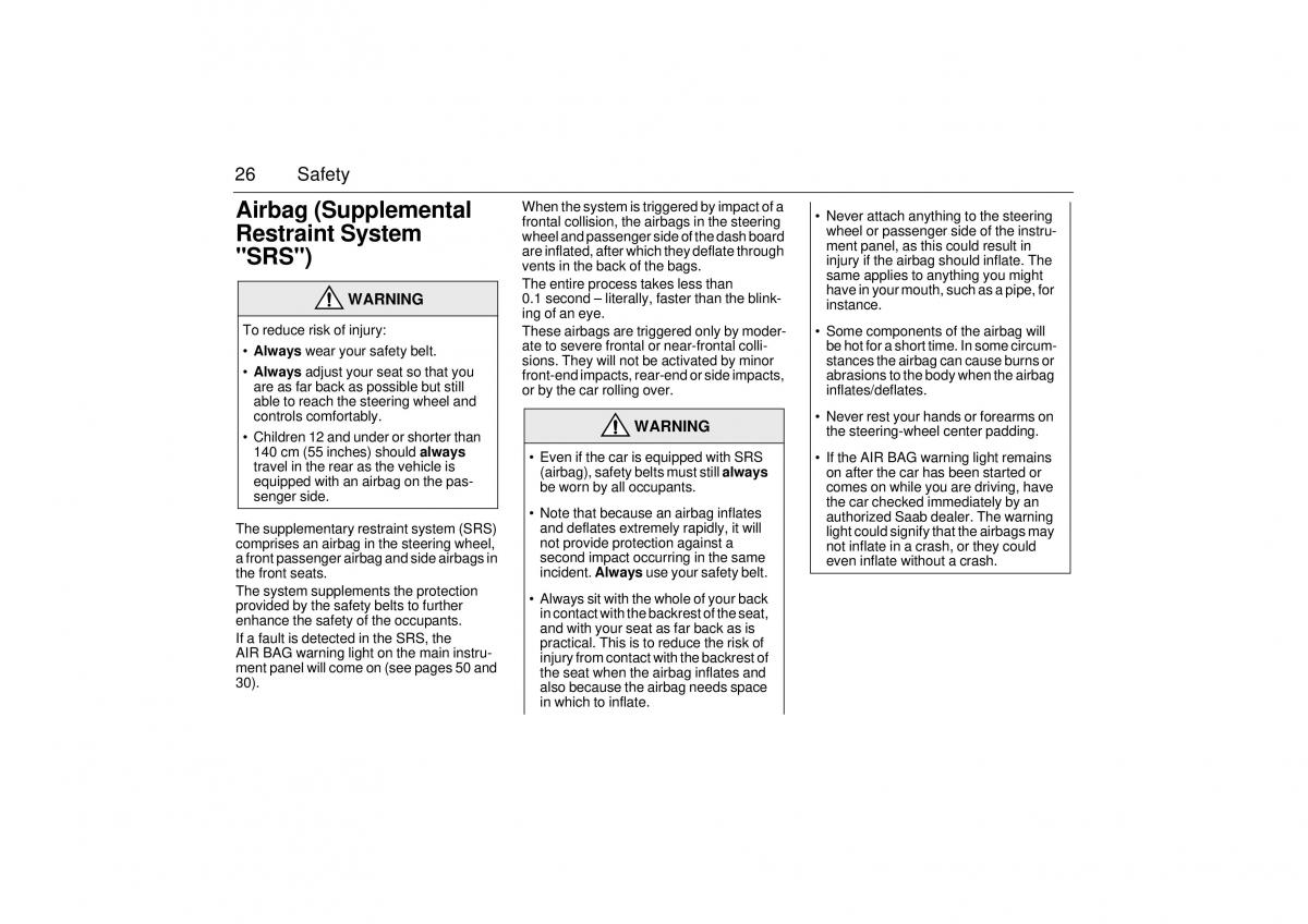 Saab 9 5 I 1 YS3E owners manual / page 26