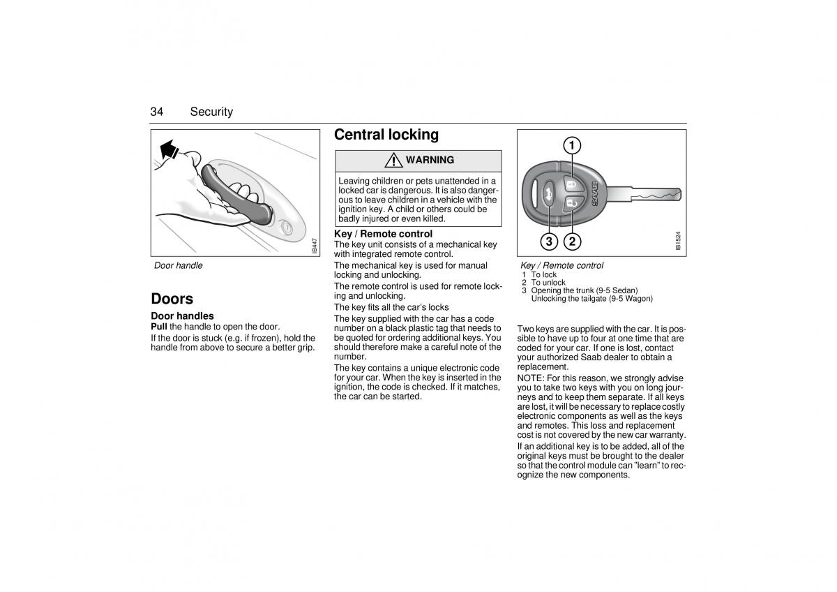 Saab 9 5 I 1 YS3E owners manual / page 34