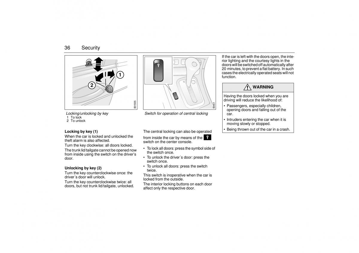 Saab 9 5 I 1 YS3E owners manual / page 36