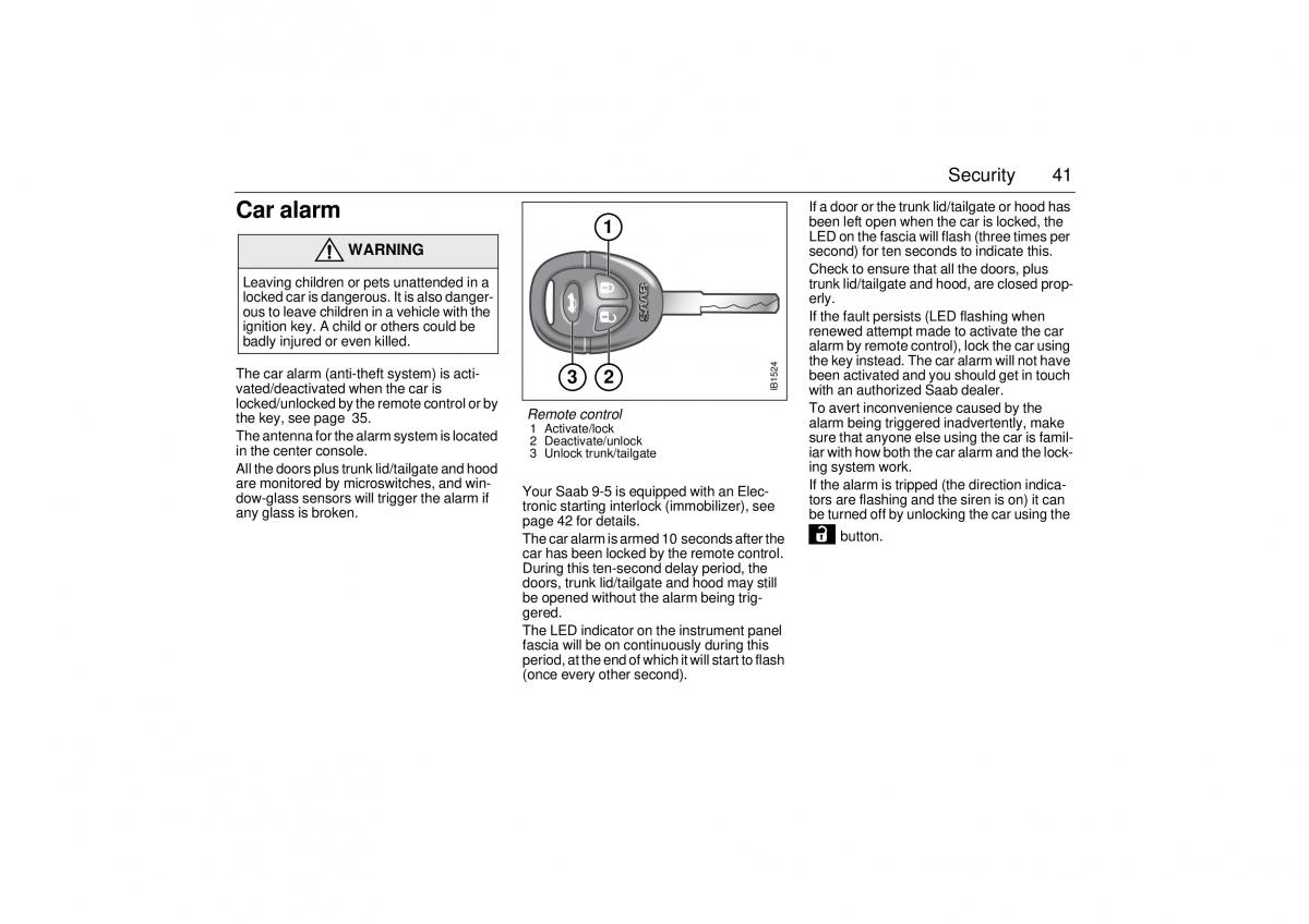 Saab 9 5 I 1 YS3E owners manual / page 41