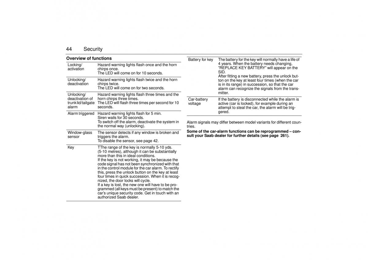 Saab 9 5 I 1 YS3E owners manual / page 44