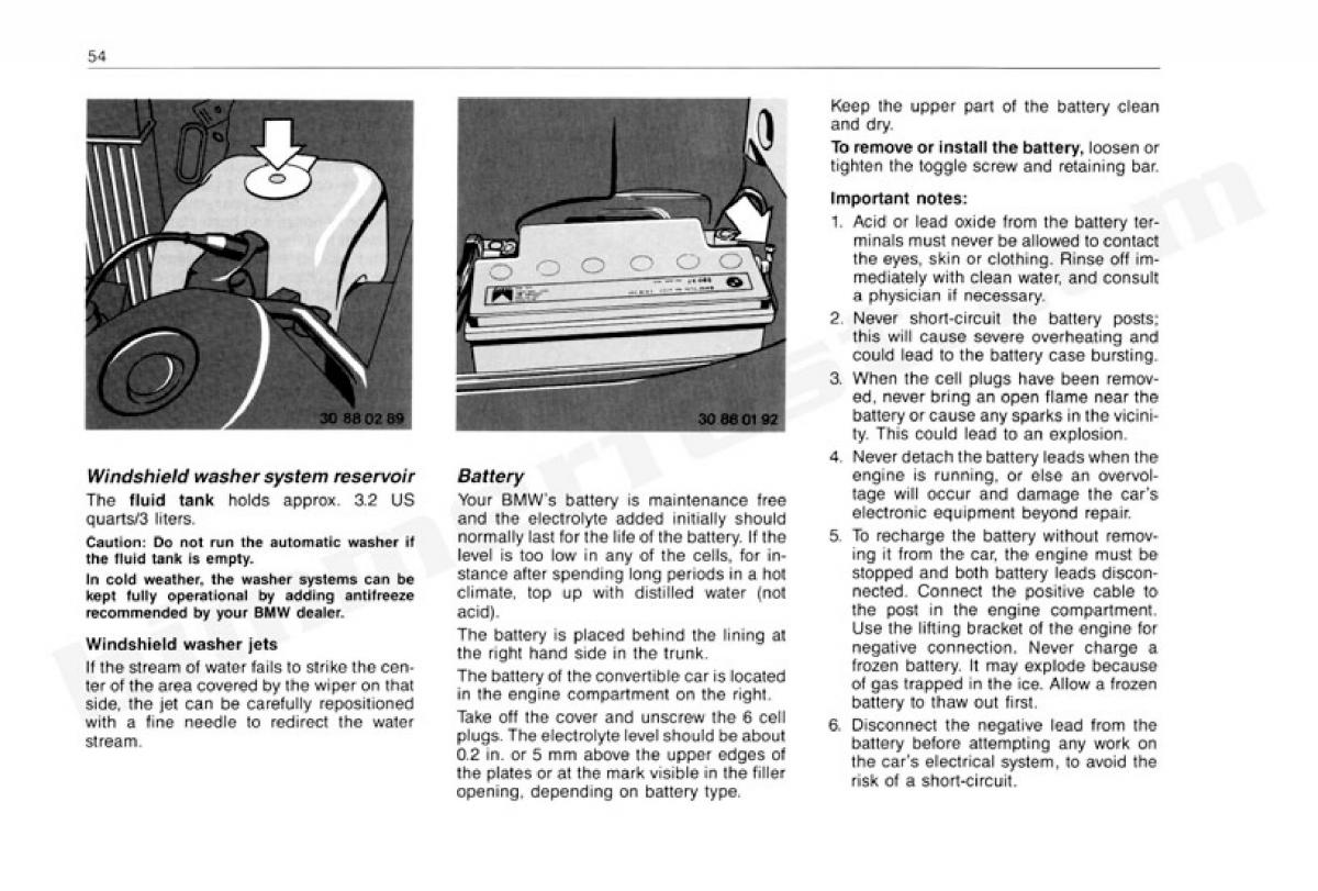 BMW 3 E30 owners manual / page 55