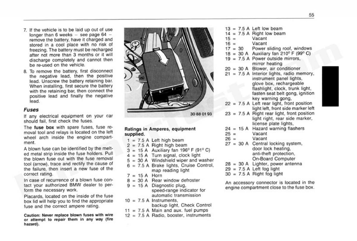 BMW 3 E30 owners manual / page 56