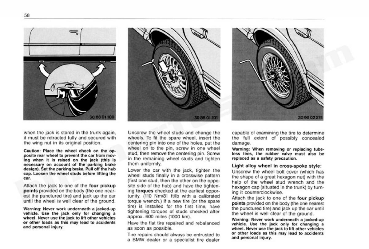 BMW 3 E30 owners manual / page 59