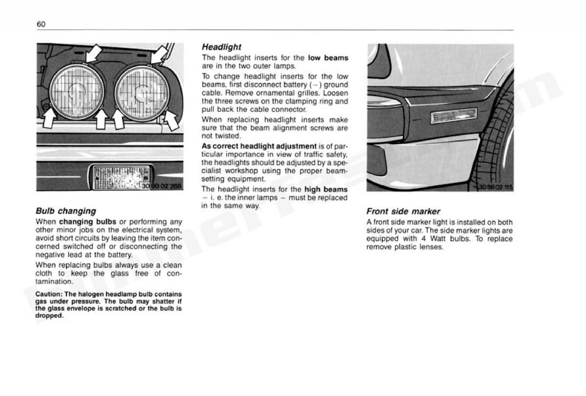 BMW 3 E30 owners manual / page 61