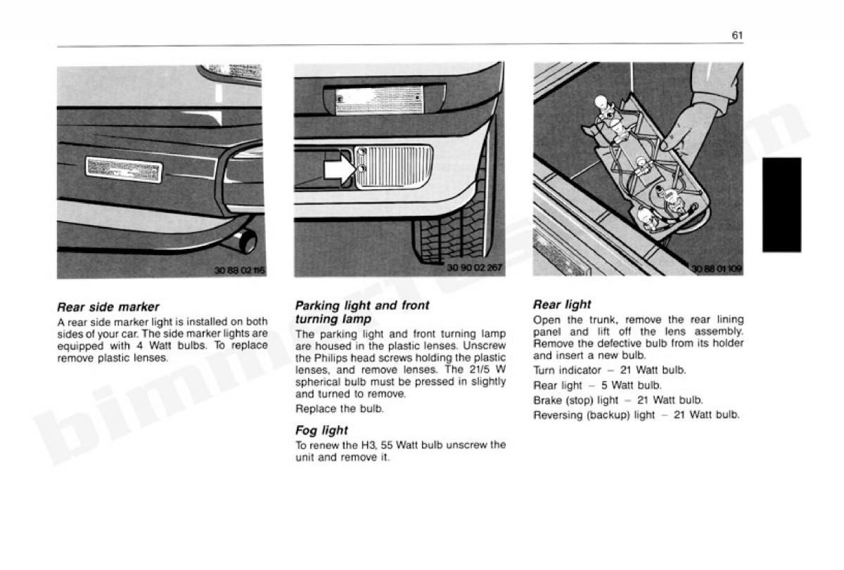 BMW 3 E30 owners manual / page 62