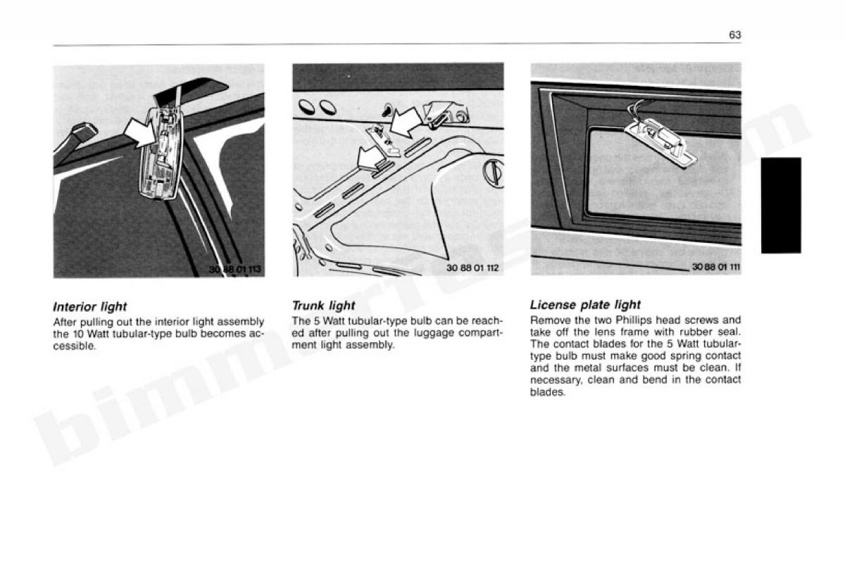 BMW 3 E30 owners manual / page 64