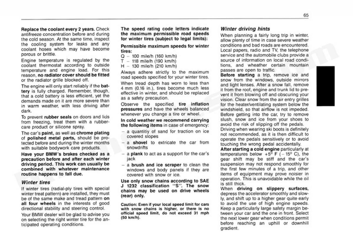 BMW 3 E30 owners manual / page 66