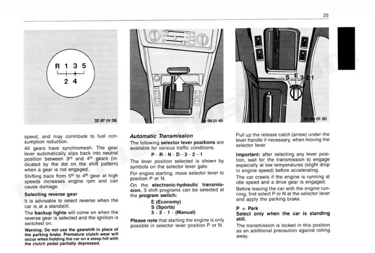 BMW 3 E30 owners manual / page 26