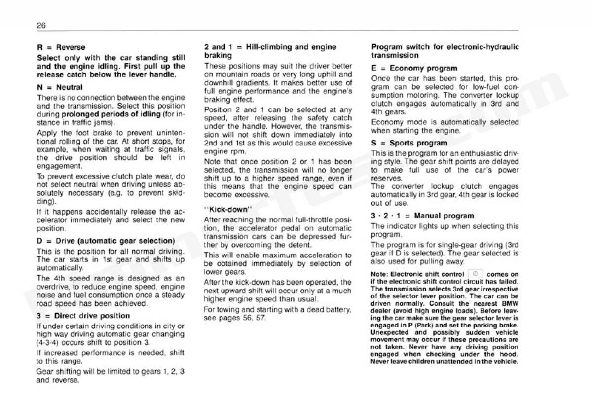 BMW 3 E30 owners manual / page 27