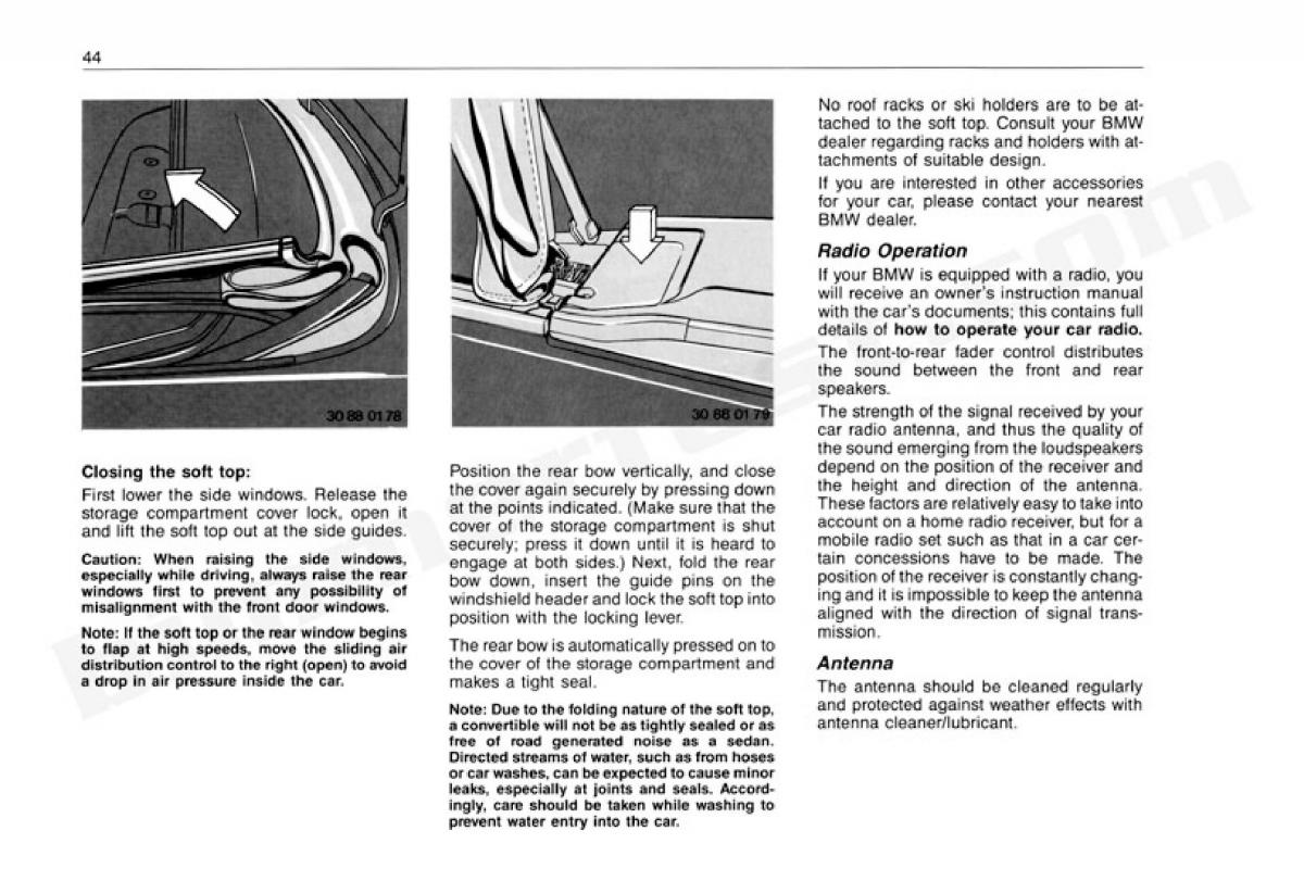 BMW 3 E30 owners manual / page 45