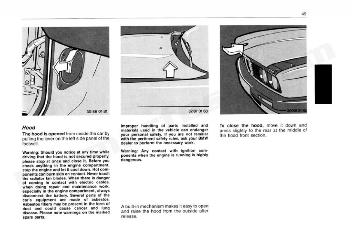 BMW 3 E30 owners manual / page 50