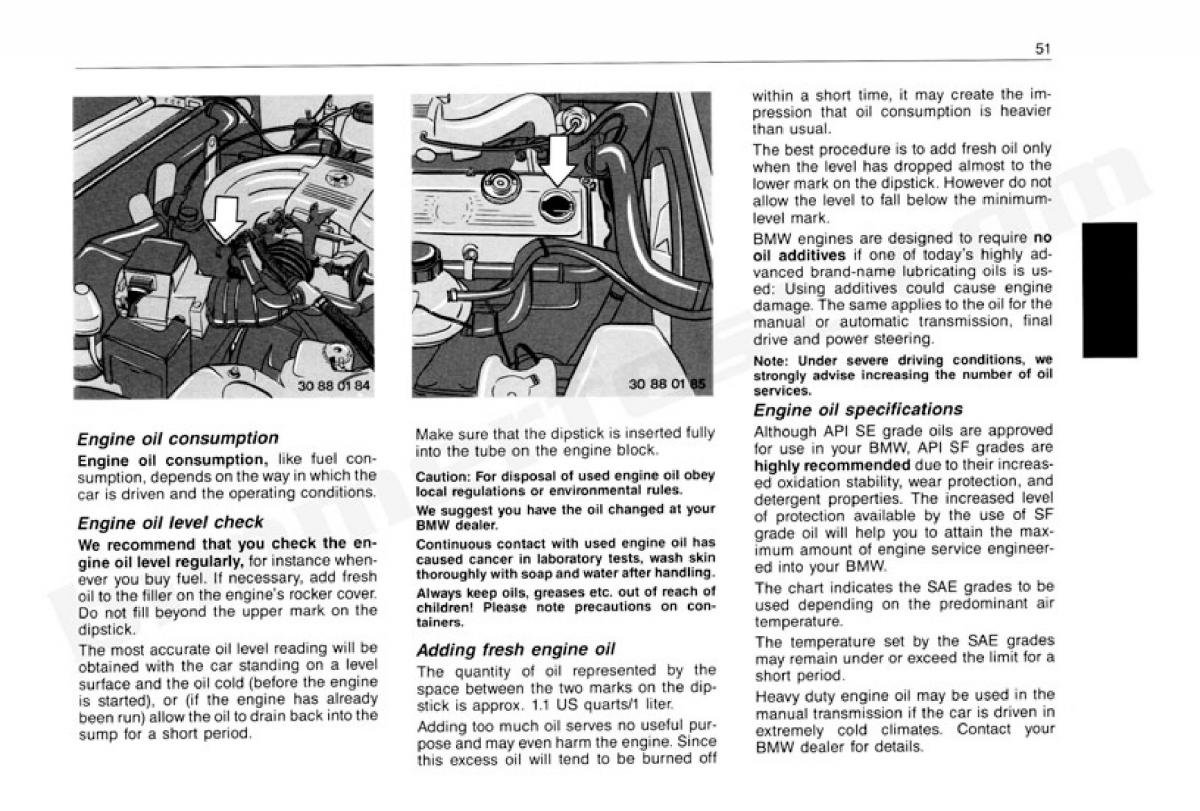 BMW 3 E30 owners manual / page 52