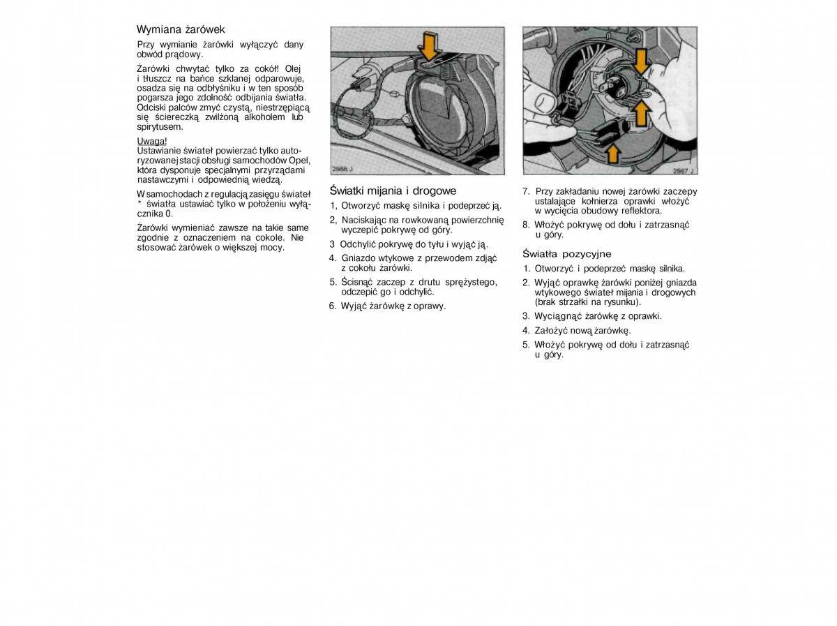 Opel Vectra A Vauxhall Cavalier instrukcja obslugi / page 98