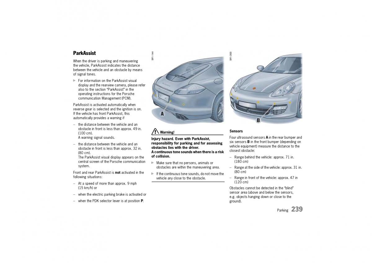 Porsche Panamera 970 owners manual / page 241