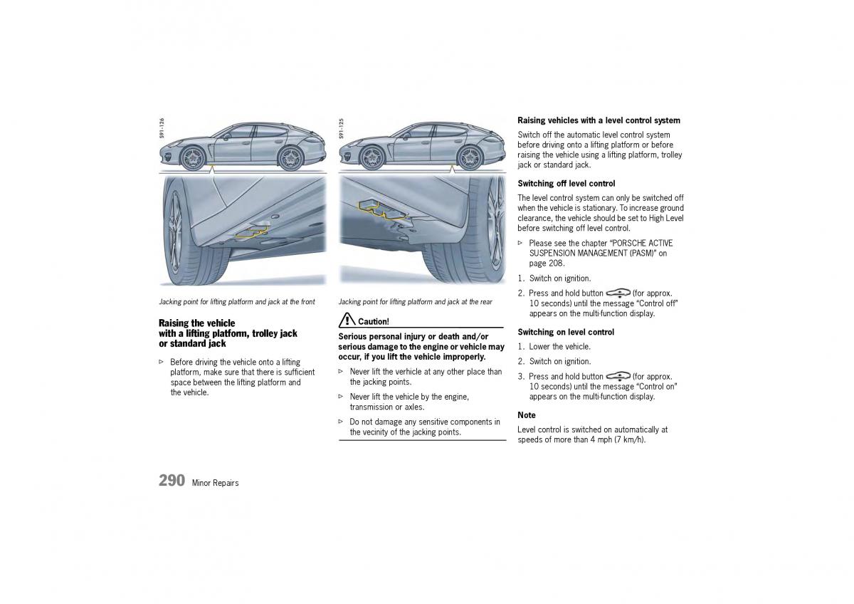 Porsche Panamera 970 owners manual / page 292