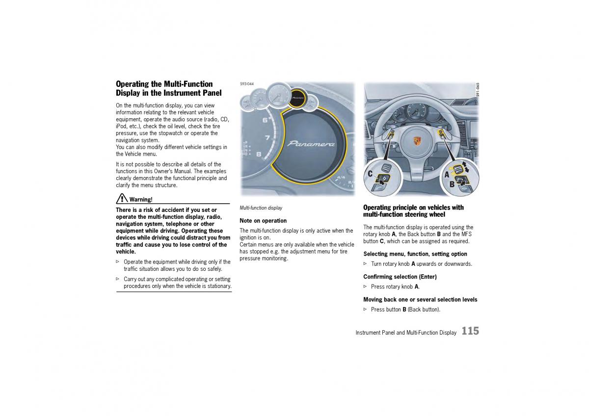 Porsche Panamera 970 owners manual / page 117