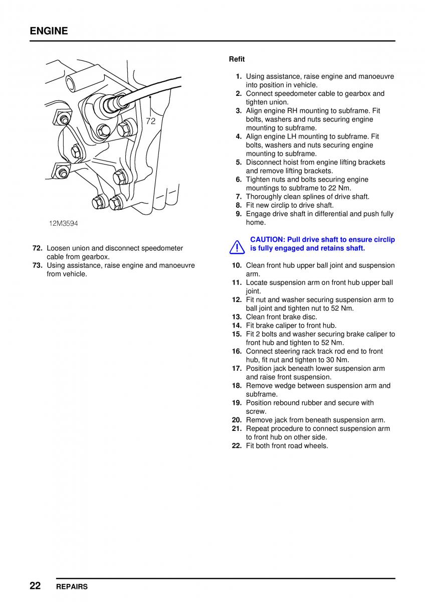 Mini Cooper workshop manual / page 76