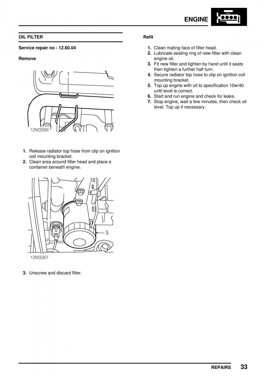 Mini Cooper workshop manual / page 87