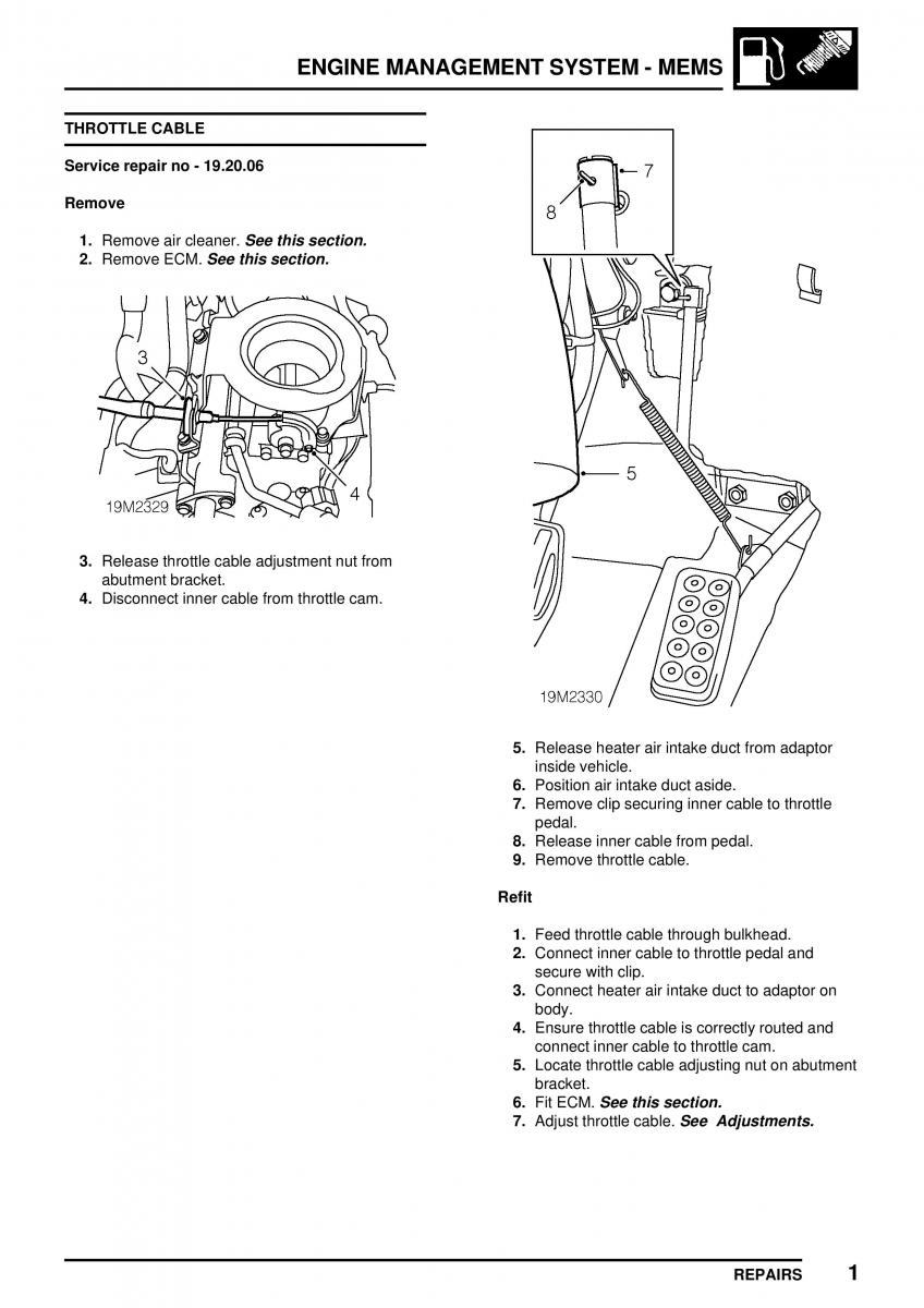 Mini Cooper workshop manual / page 121