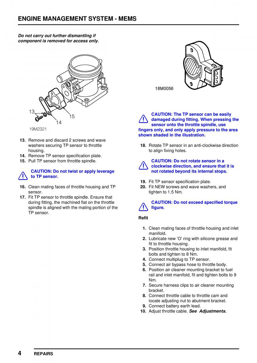 Mini Cooper workshop manual / page 124