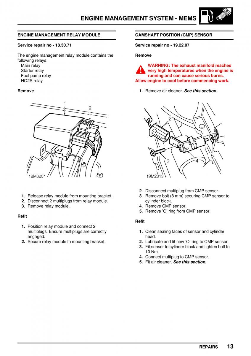 Mini Cooper workshop manual / page 133