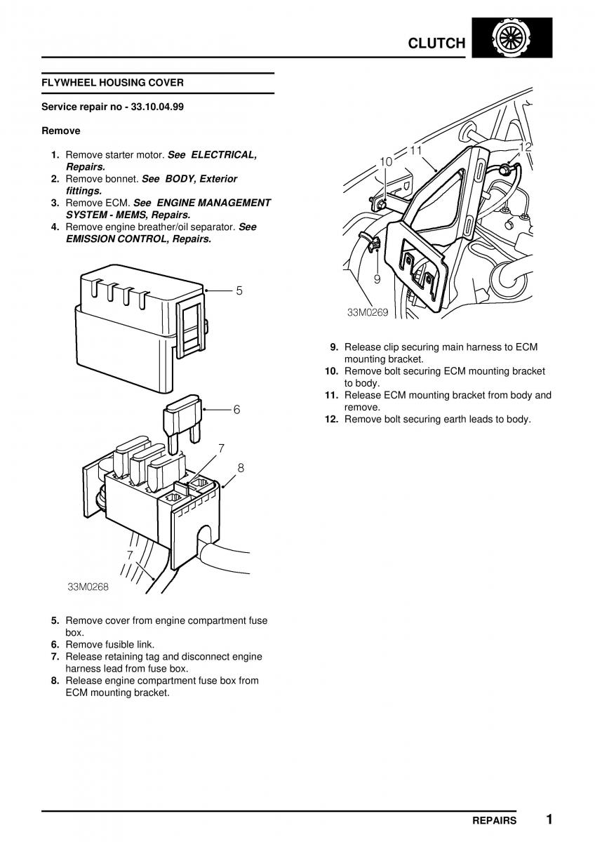 Mini Cooper workshop manual / page 181