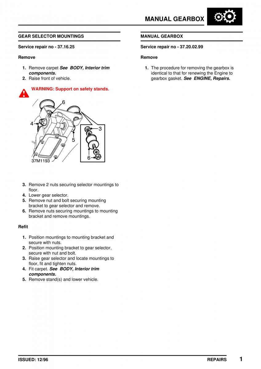 Mini Cooper workshop manual / page 197