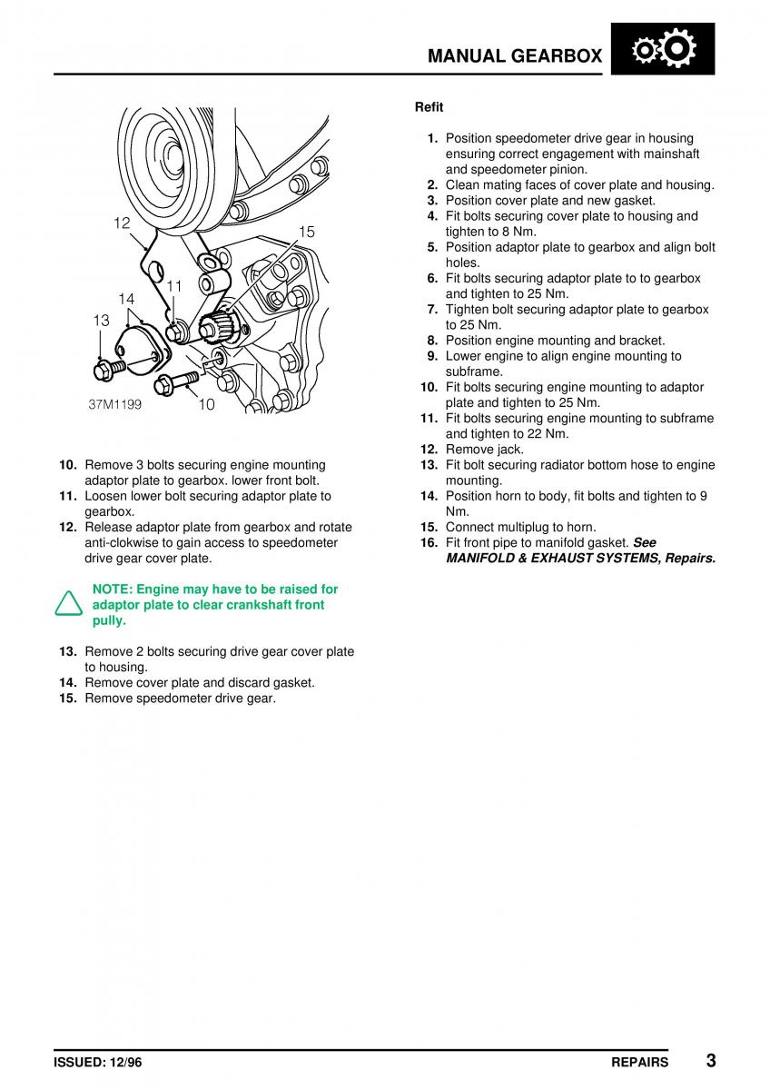 Mini Cooper workshop manual / page 199