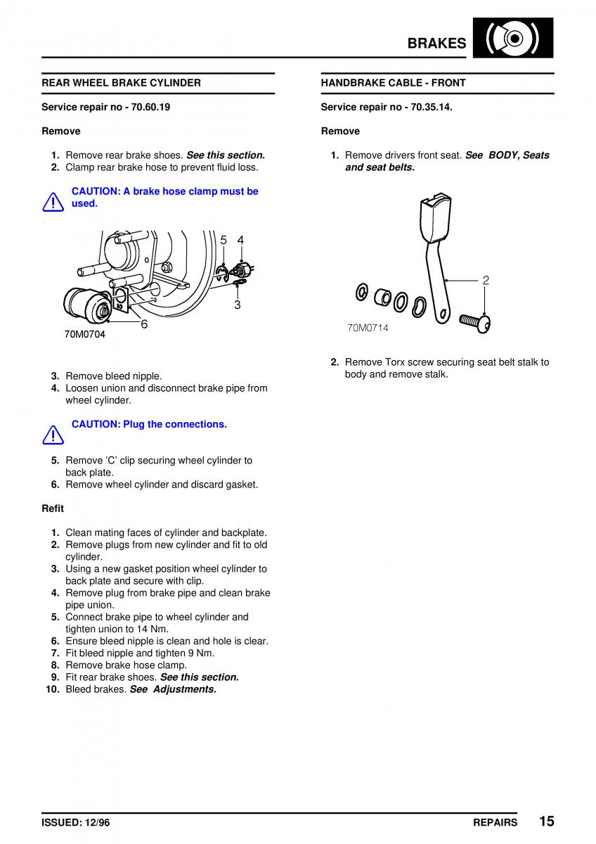 Mini Cooper workshop manual / page 253