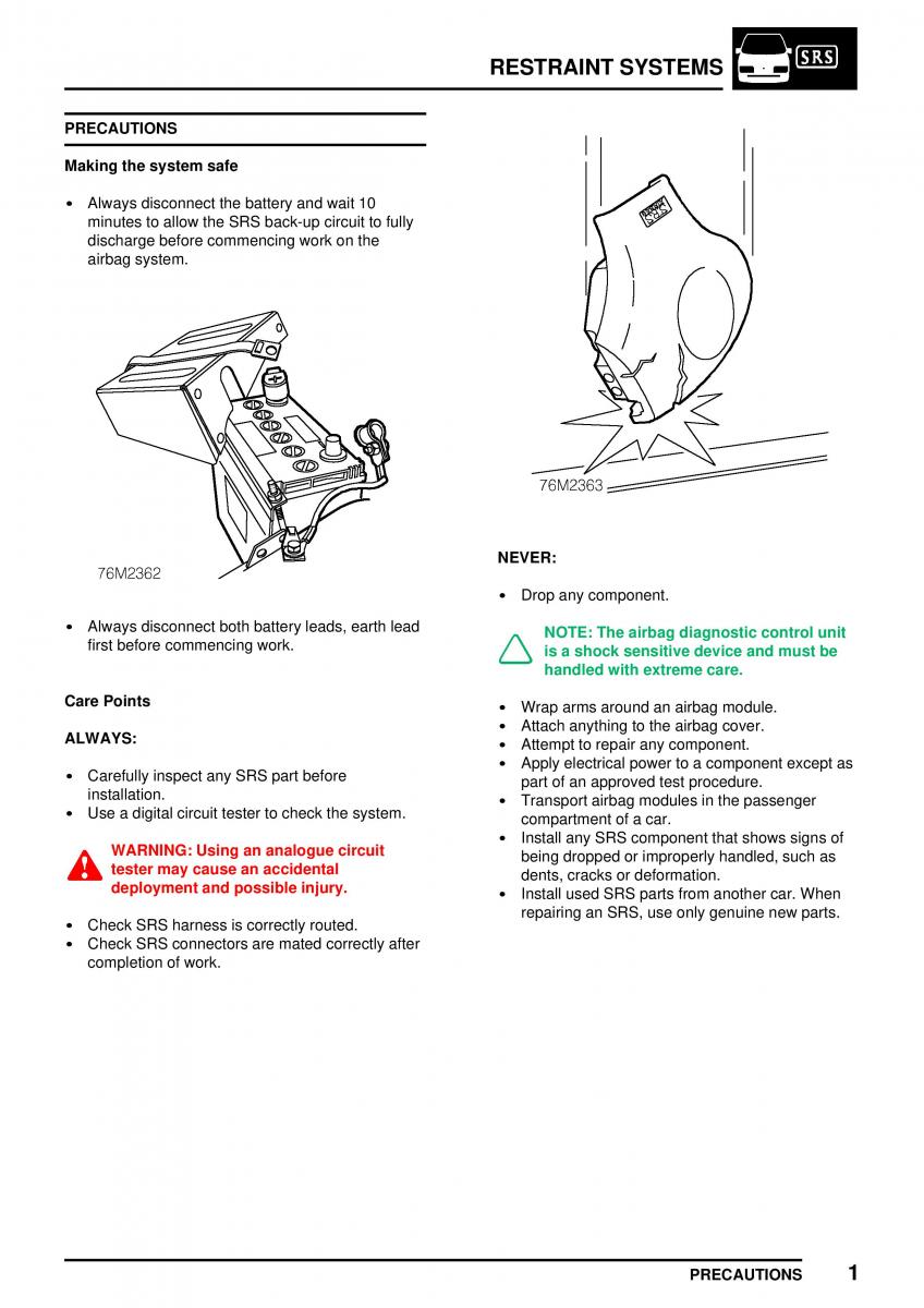 Mini Cooper workshop manual / page 263