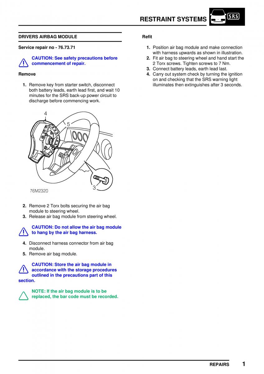 Mini Cooper workshop manual / page 275