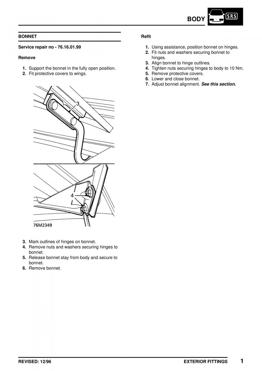 Mini Cooper workshop manual / page 283