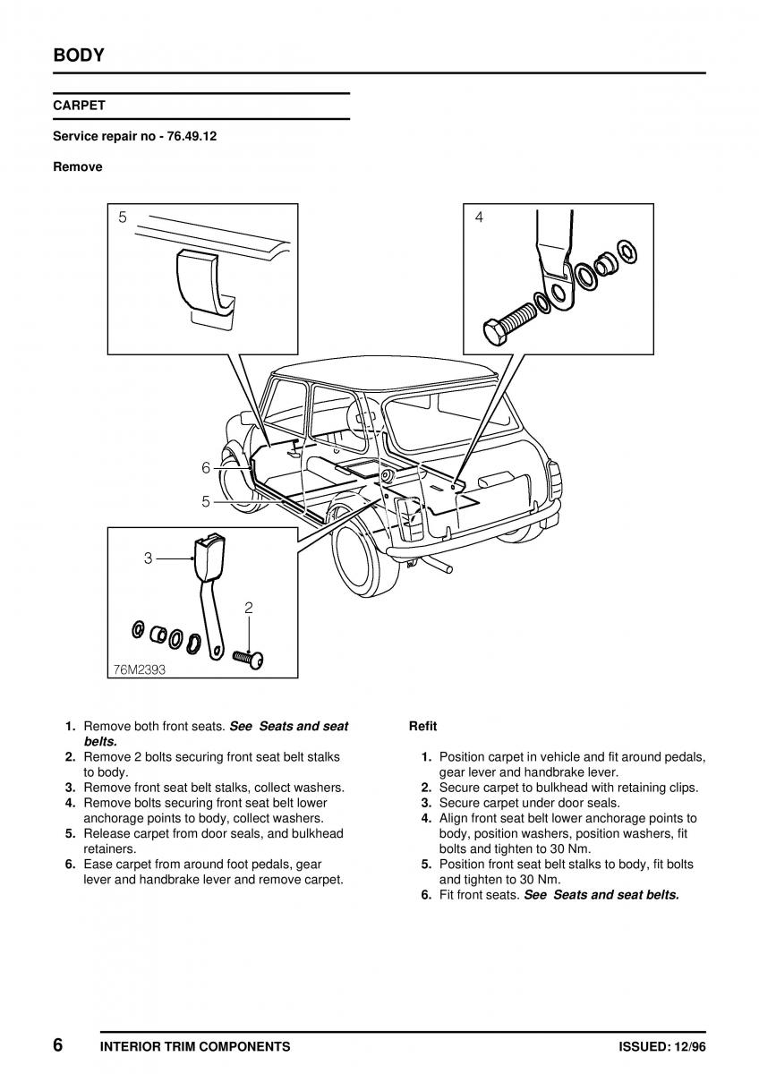 Mini Cooper workshop manual / page 296