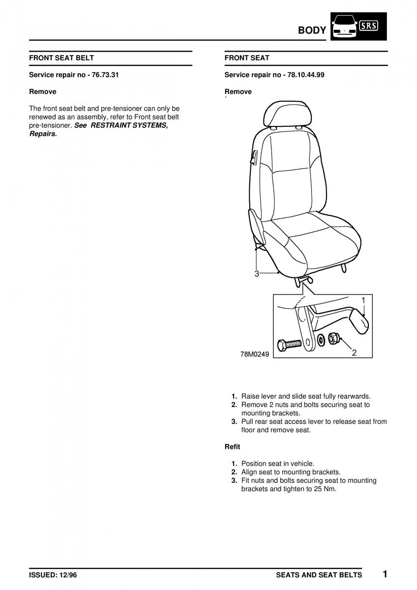 Mini Cooper workshop manual / page 301