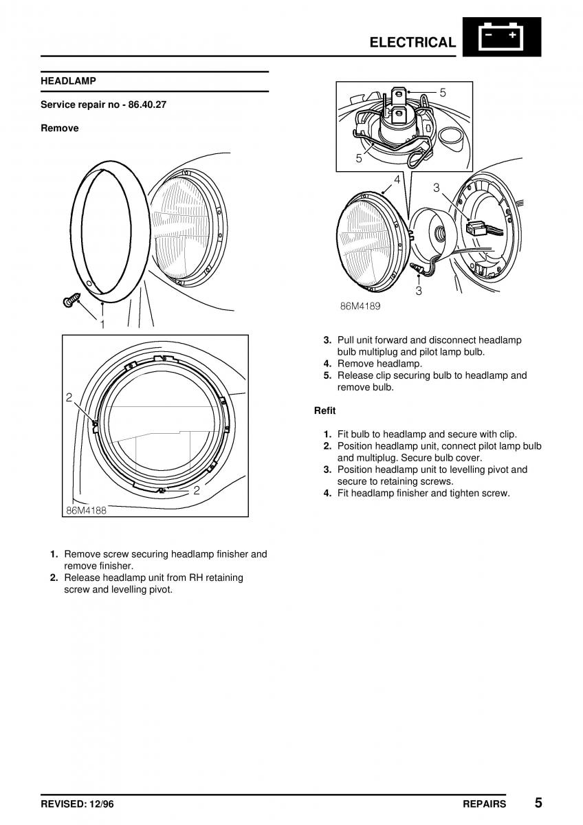 Mini Cooper workshop manual / page 335