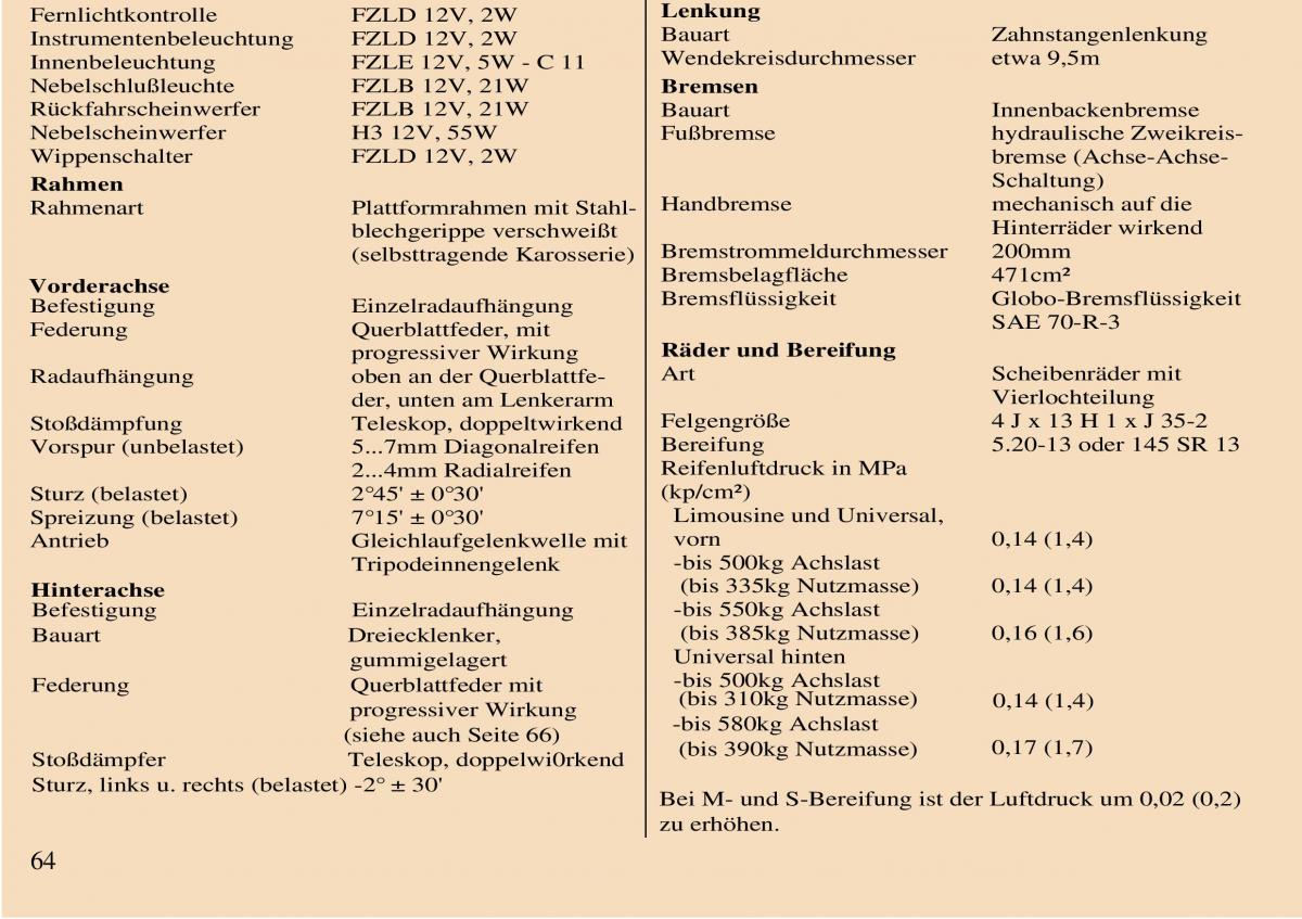 Trabant 601 owners manual Handbuch / page 65