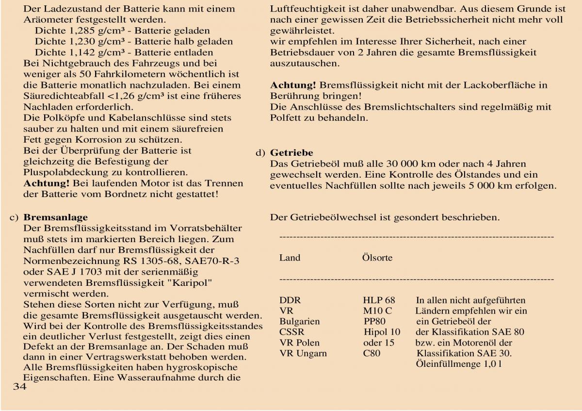 Trabant 601 owners manual Handbuch / page 35