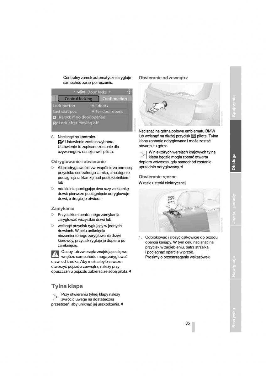 BMW 1 E87 E81 instrukcja obslugi / page 36