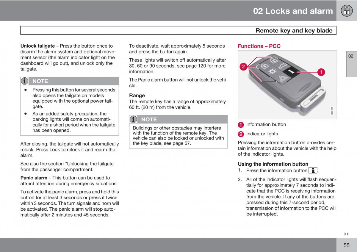 Volvo V70 XC70 III owners manual / page 55