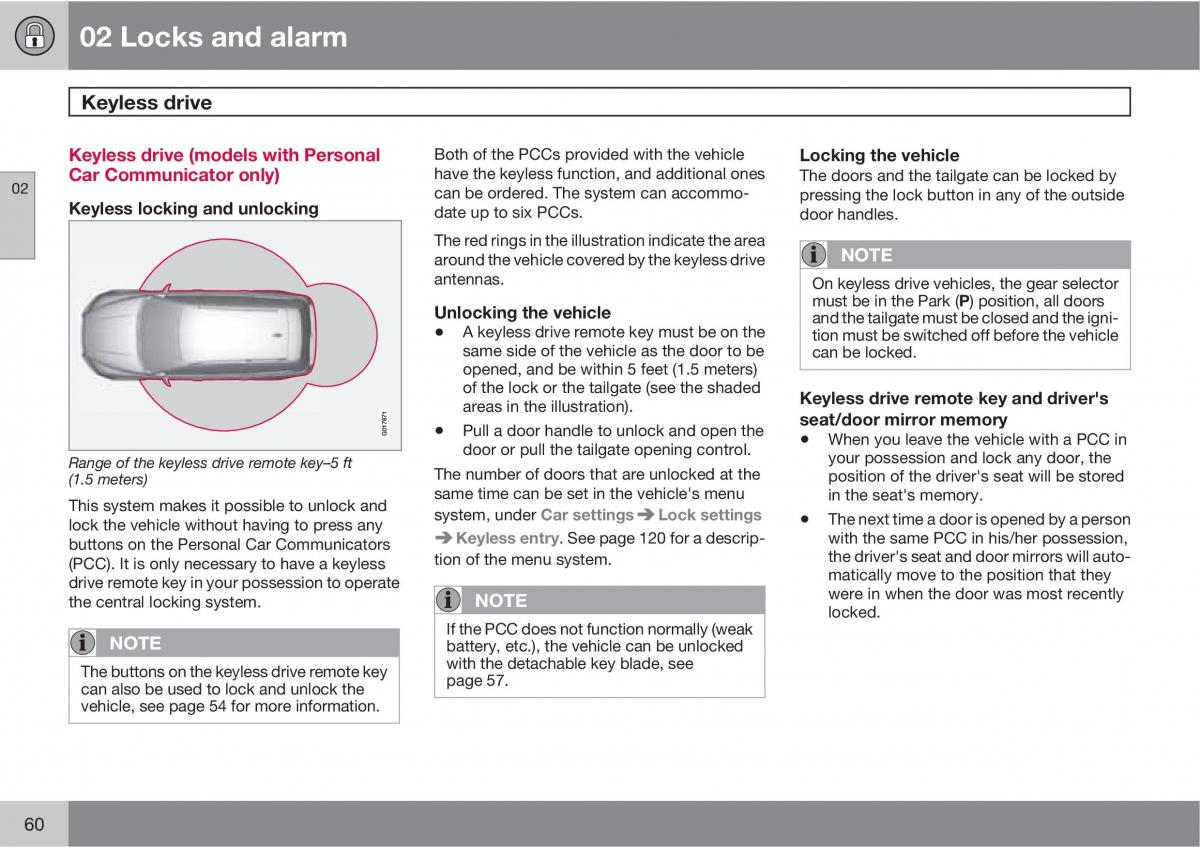 Volvo V70 XC70 III owners manual / page 60