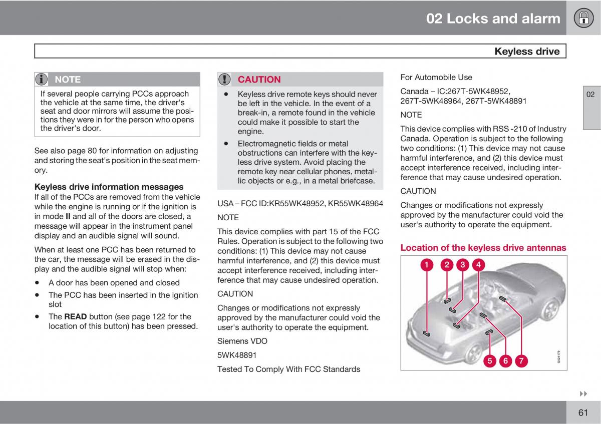 Volvo V70 XC70 III owners manual / page 61