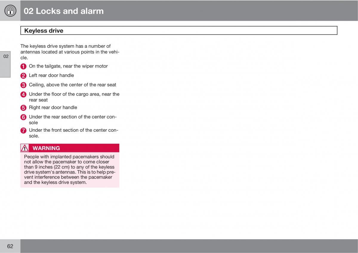 Volvo V70 XC70 III owners manual / page 62