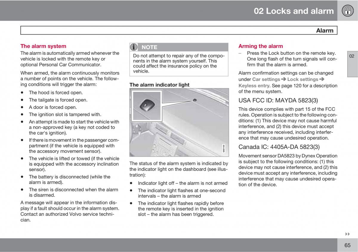 Volvo V70 XC70 III owners manual / page 65